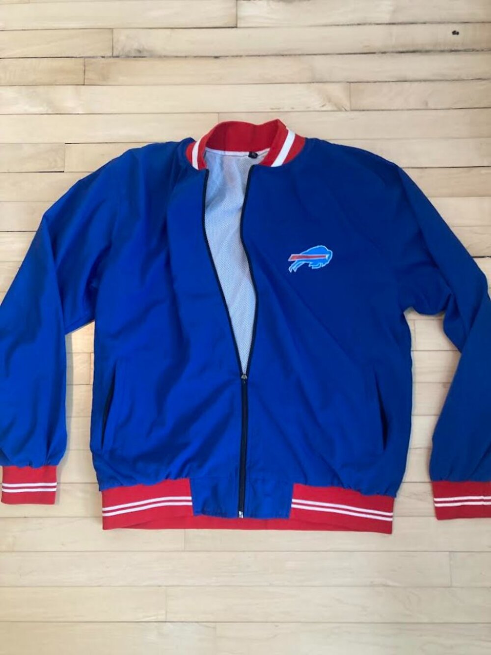 Buffalo Bills Bomber Jacket Men’s XL Blue Red Full Zip Lightweight NFL Style